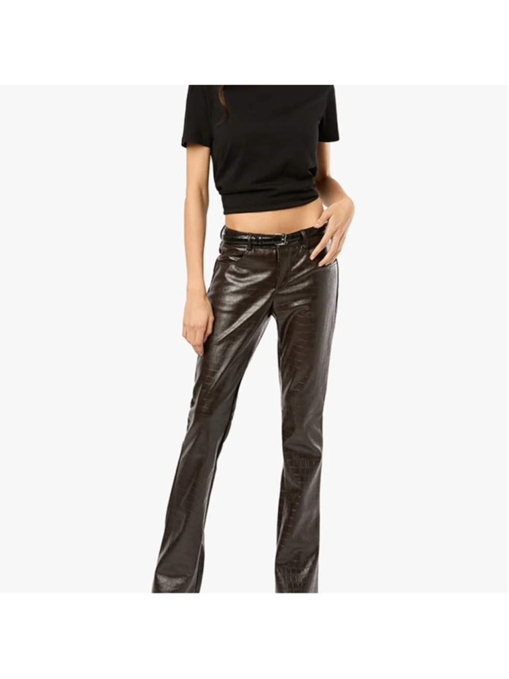 Who What Wear Vegan Leather Croc Mid Rise Flare Pant